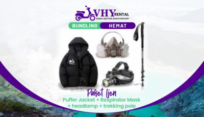 Sewa Motor Banyuwangi - Paket Ijen - Sewa Jaket Masker Headlamp trekking pole