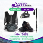 Sewa Motor Banyuwangi - Paket Tektok - Sewa Hidropack sepatu pendakian Masker Headlamp